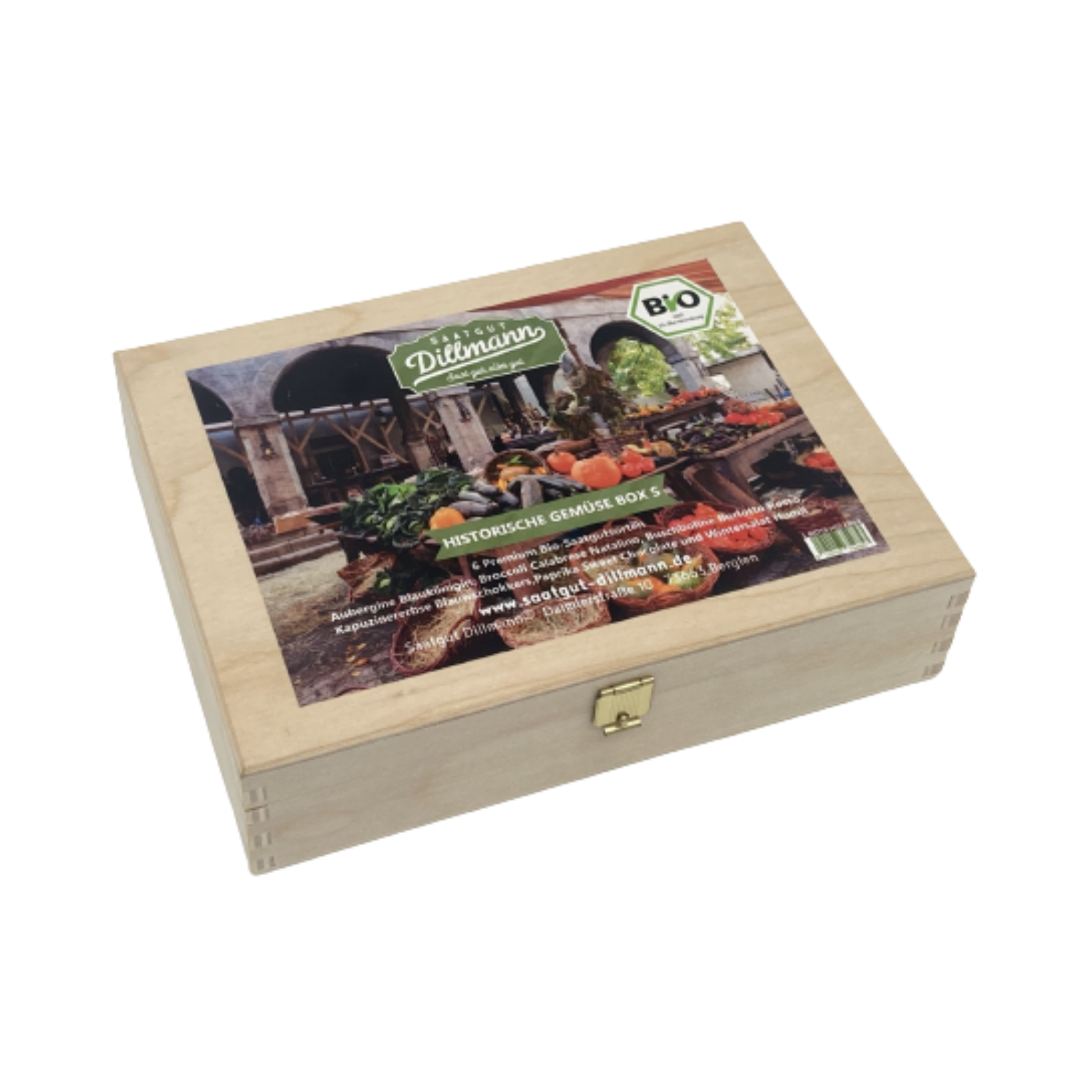 Saatgut-Box Holzbox: Historisches Gemüse S-Bio