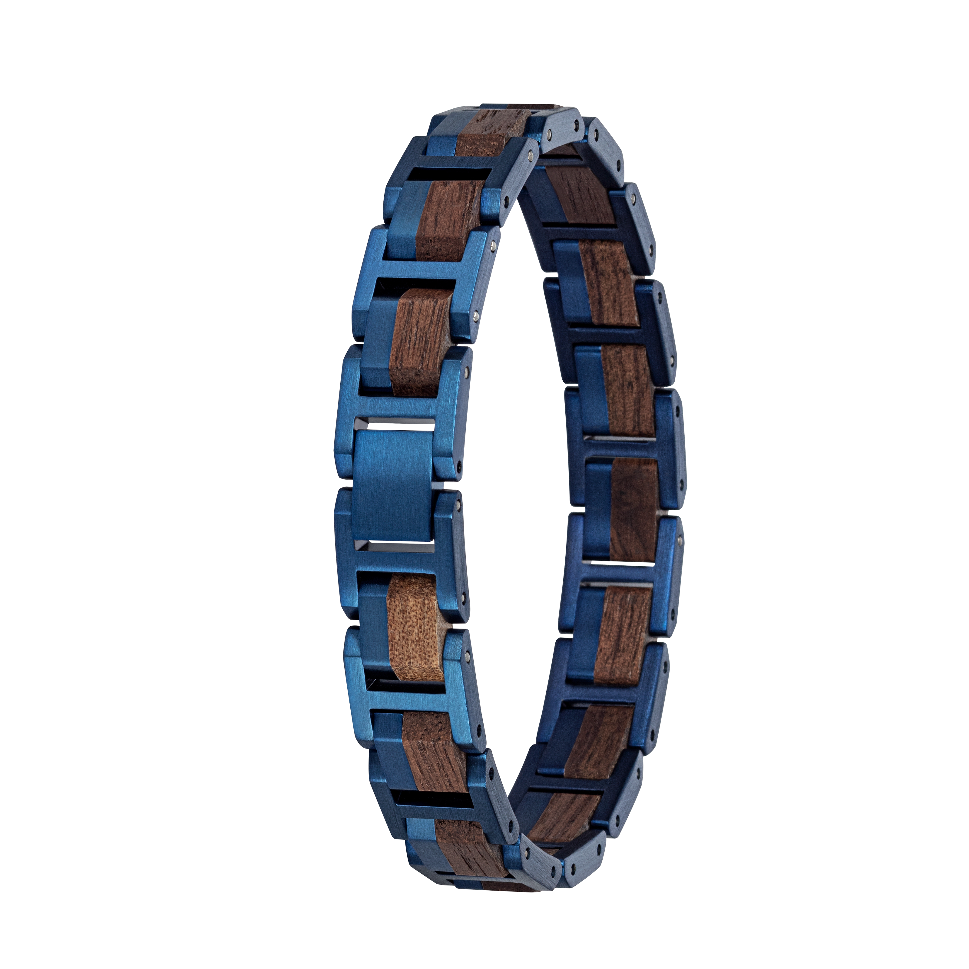Armband unisex aus Holz - Walnuss königsblau