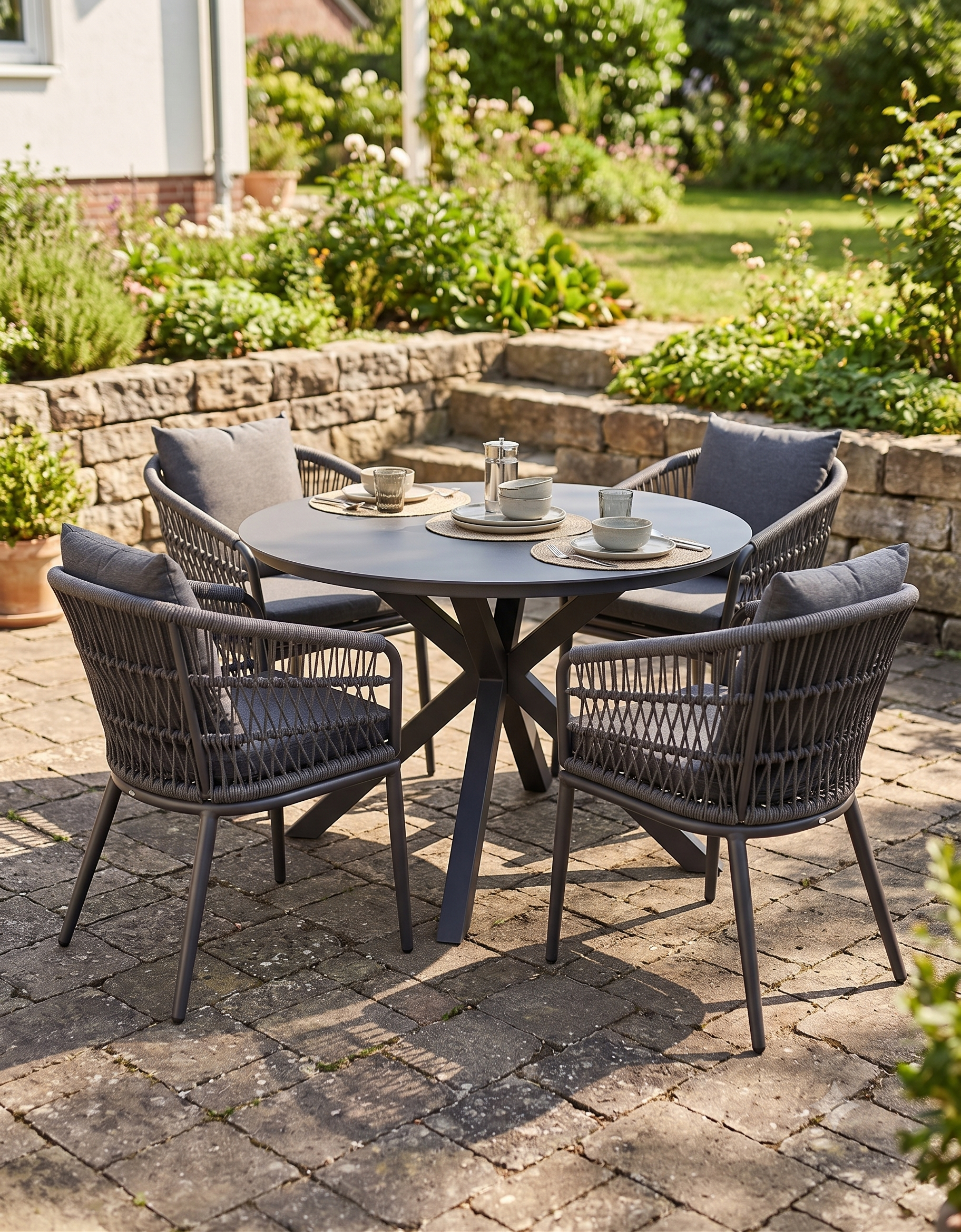 Sitzgruppe | Tisch Livingston rund & Sessel Genua