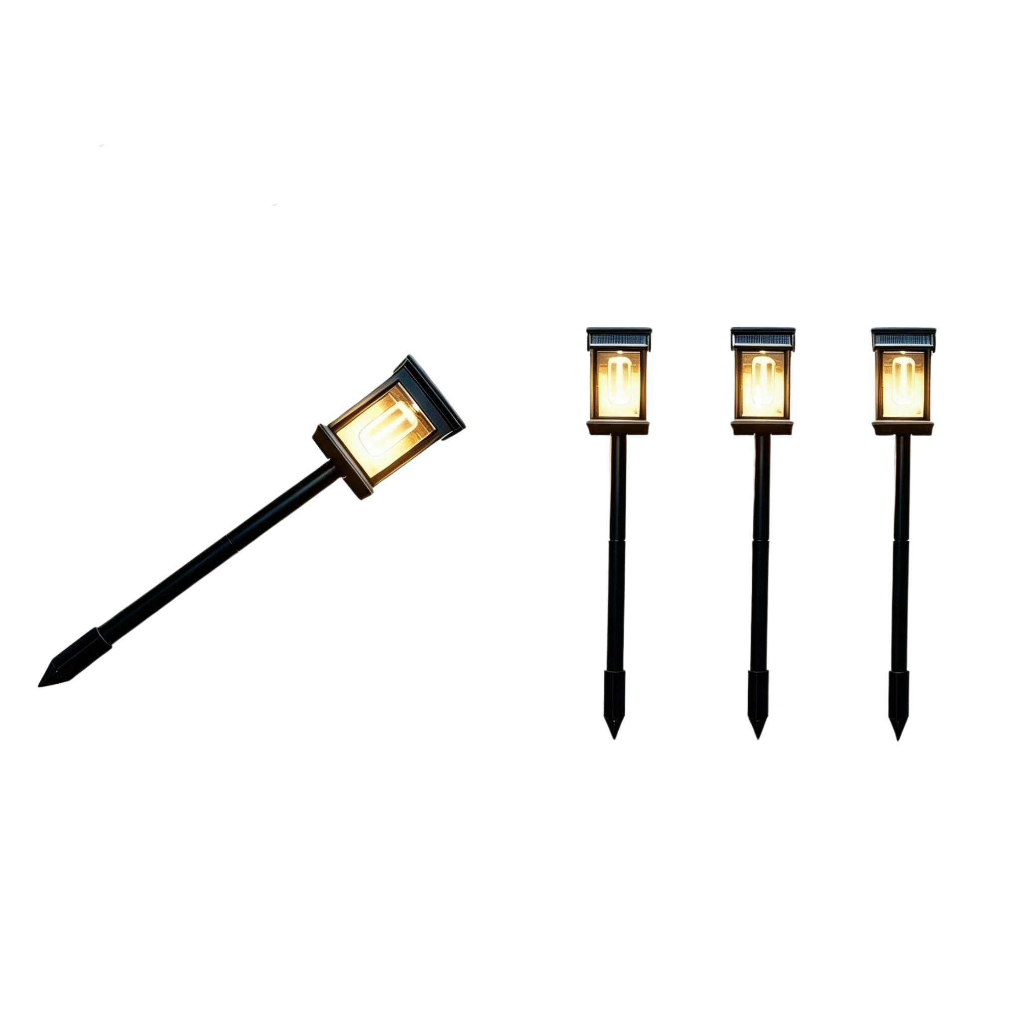 Solar-Gartenleuchten 4er-Set, eckige LED-Außenleuchten DEULE