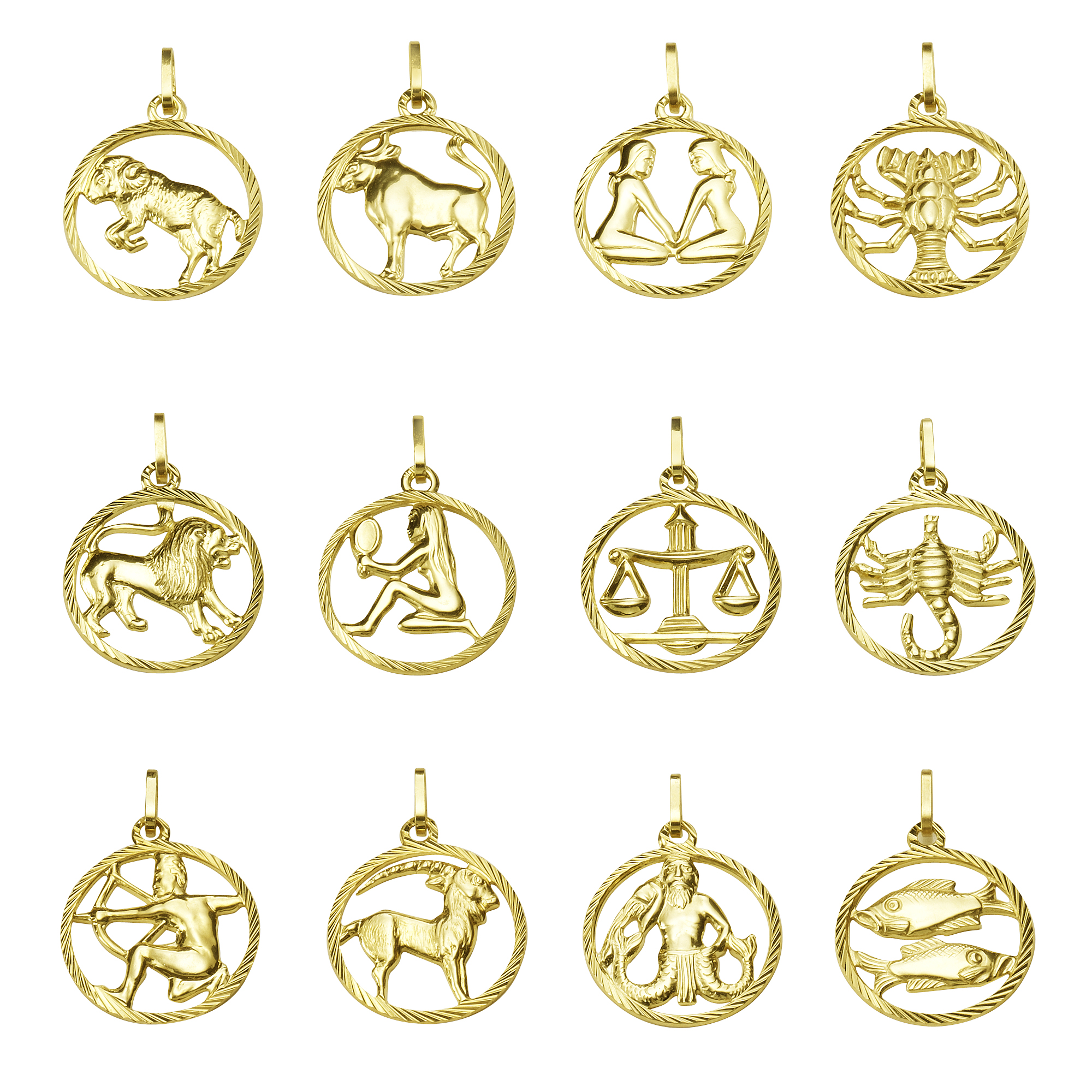 Sternzeichen Anhänger | 333 Gelbgold plastisch rund