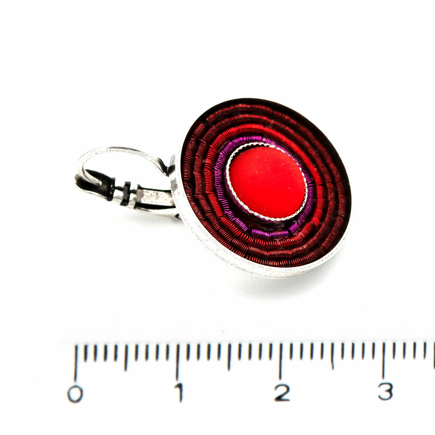 Schmuckset (Kette, Ohrringe & Ring) "India Antik" - rot