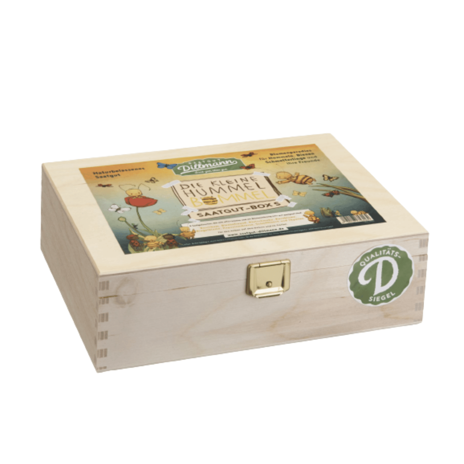 Saatgut-Box aus Holz Hummel Bommel S