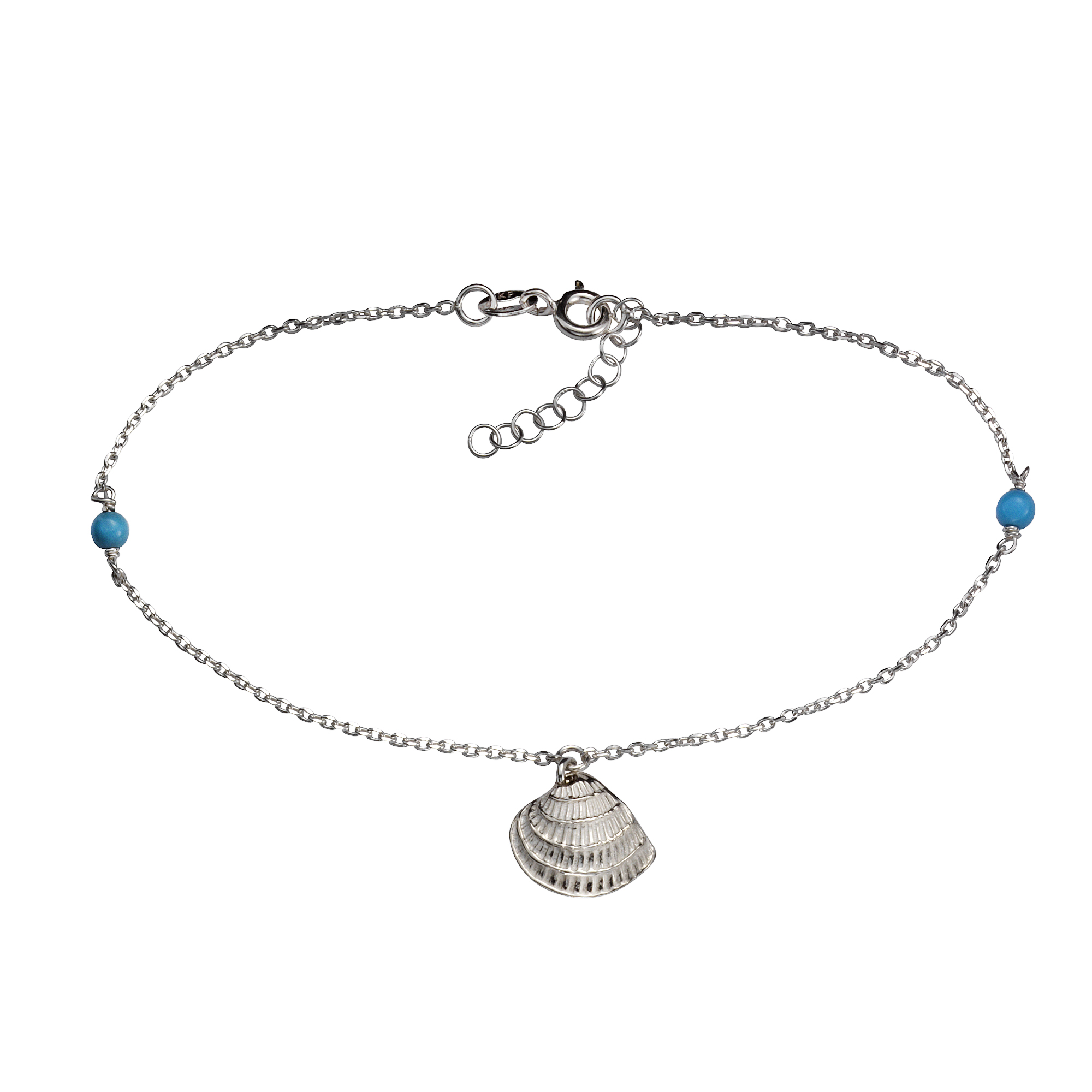 Fußkettchen mit Charms | Sterling Silber – Muschel