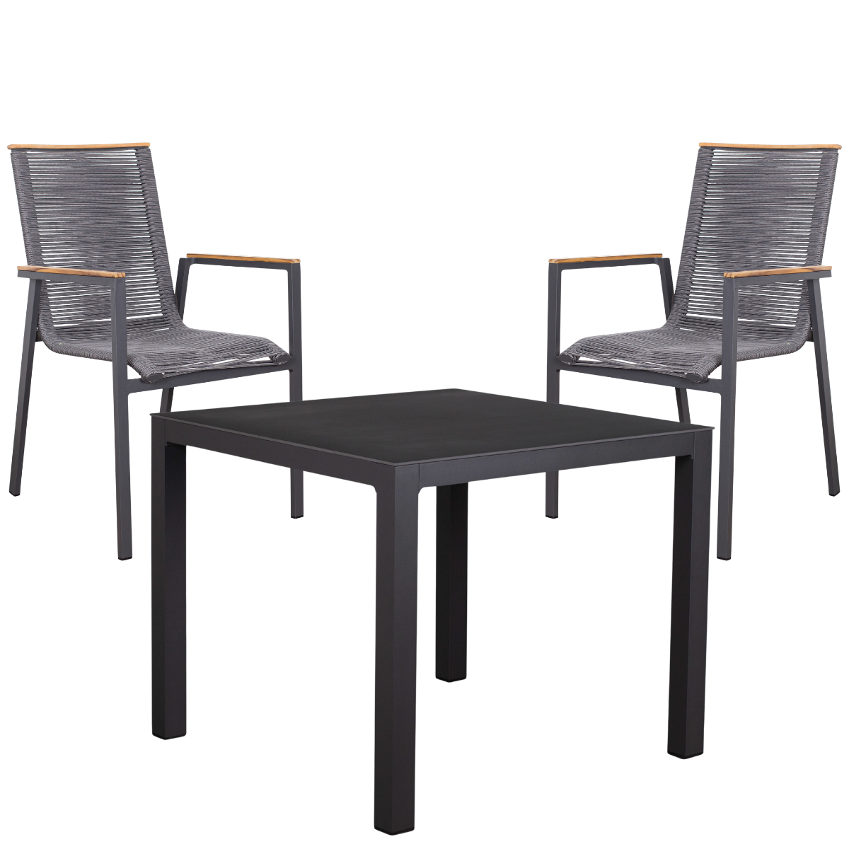 Sitzgruppe | Diningsessel Alicante anthrazit & Tisch Tarifa