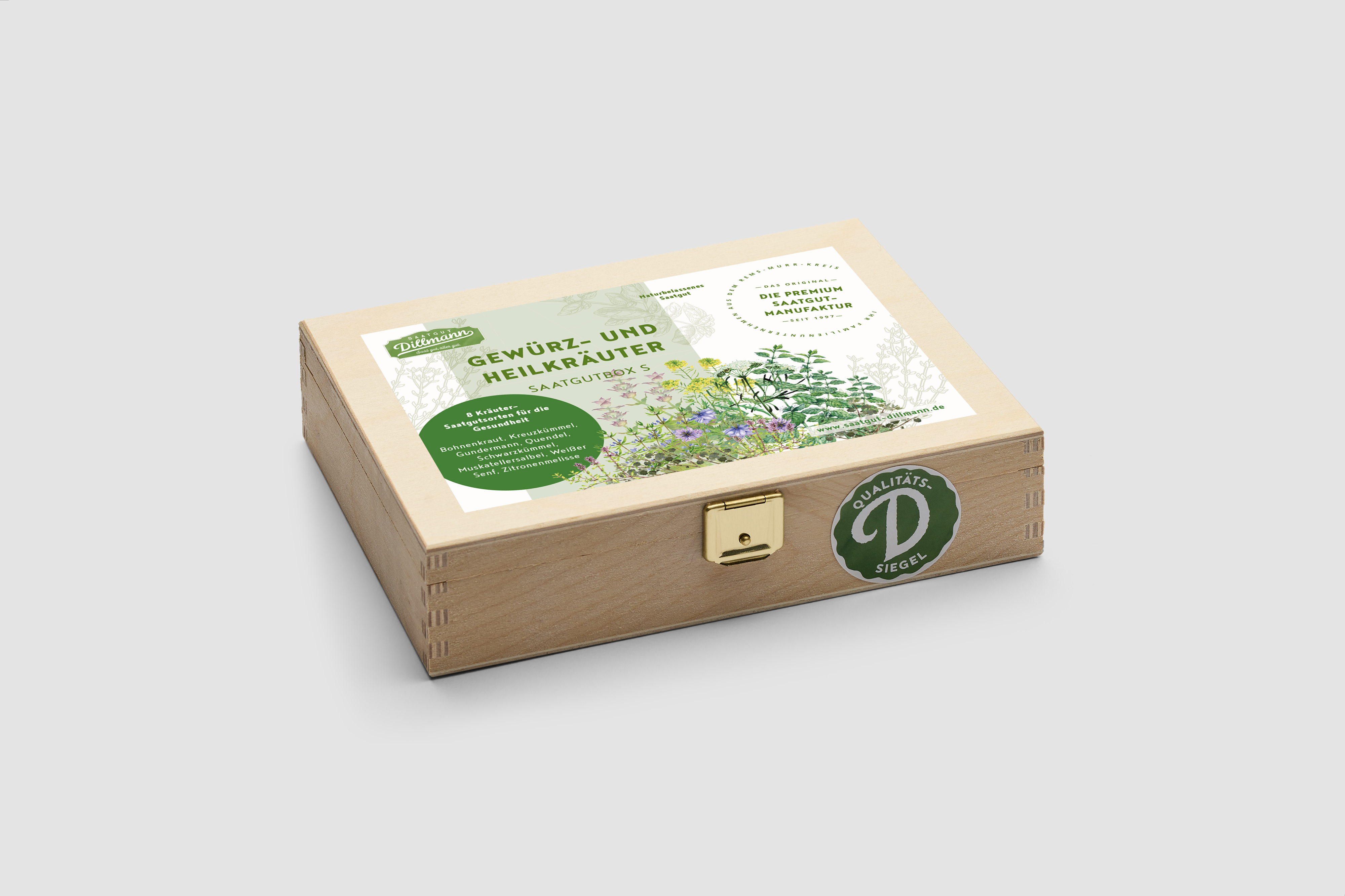 Saatgutbox S Gewürz- und Heilkräuter Holz