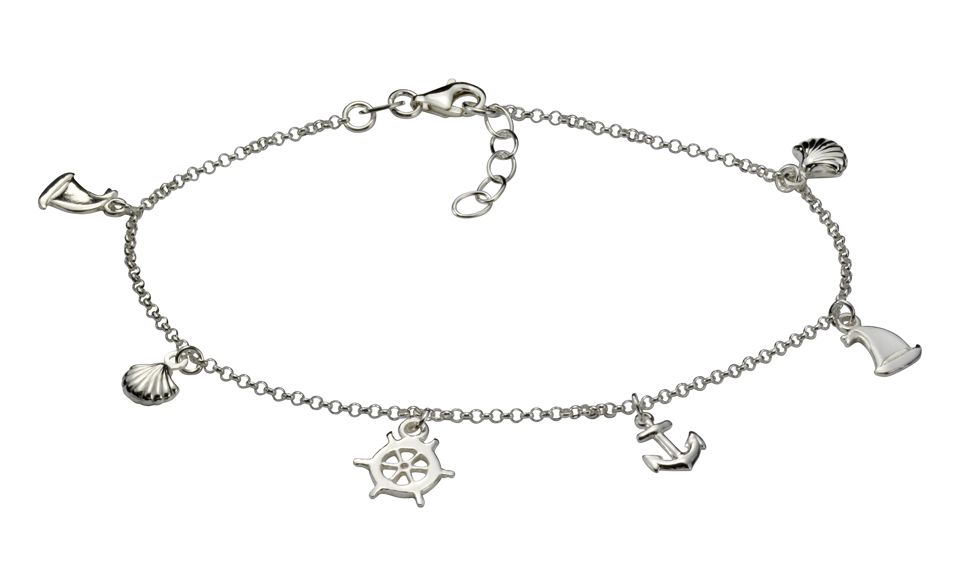 Fußkettchen mit Anhängern | Sterling Silber – Maritim